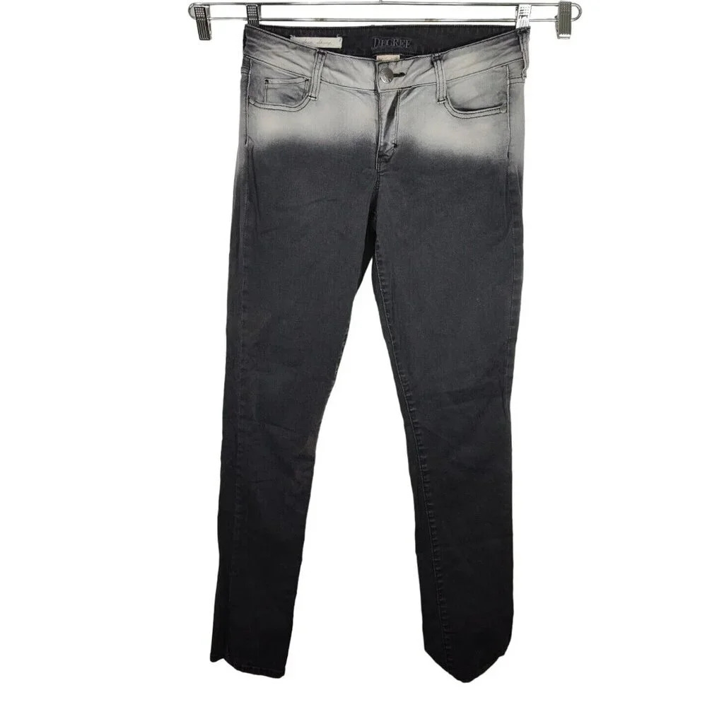 Decree Super Skinny Ombre Dip Dye Faded Black Jeans Juniors Size 11 FLAWS